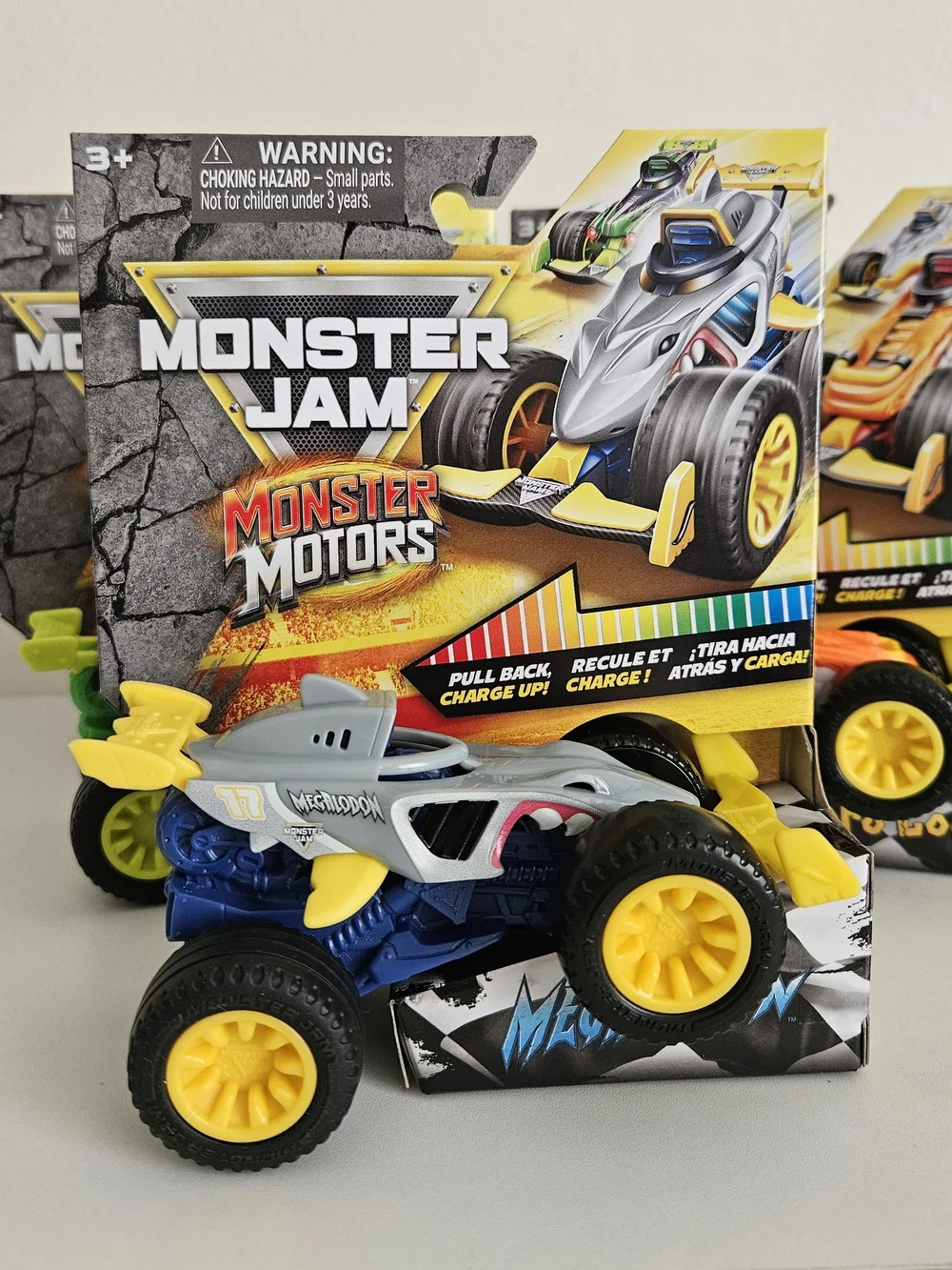 Monster Jam Monster Motors Pull-Back Set - Megaladon, Grave Digger, El Toro Loco